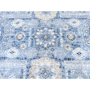 9'1"x12'4" Mamluk Design Pure Silk Antiqued Hand-Knotted Oriental Rug FWR259278