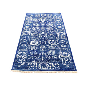 2'8"x6' Hand-Knotted Wool and Silk Tone on Tone Tabriz Short Runner Oriental Rug FWR269388