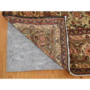 8'4"x11'5" Gold Antique Persian Tabriz Fish Design Pure Wool Hand Knotted Oriental Rug FWR287904