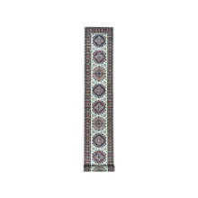 Load image into Gallery viewer, 2&#39;10&quot;x19&#39;1&quot; Ivory Super Kazak Geometric Design XL Runner Pure Wool Hand-Knotted Oriental Rug FWR304932