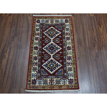 Load image into Gallery viewer, 1&#39;10&quot;x3&#39; Red Super Kazak Pure Wool Geometric Design Hand-Knotted Oriental Rug FWR305472