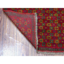 Load image into Gallery viewer, 3&#39;8&quot;x4&#39;7&quot; Red Colorful Afghan Baluch All Over Design Hand Knotted Pure Wool Oriental Rug FWR319704