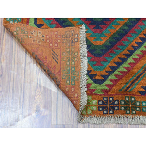 5'8"x7'10" Burnt Orange Colorful Afghan Baluch Hand Knotted Geometric Design Pure Wool Oriental Rug FWR320034