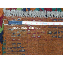Load image into Gallery viewer, 5&#39;8&quot;x7&#39;10&quot; Burnt Orange Colorful Afghan Baluch Hand Knotted Geometric Design Pure Wool Oriental Rug FWR320034