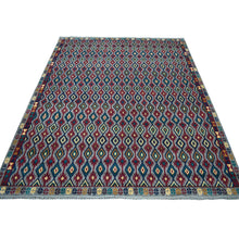 Load image into Gallery viewer, 6&#39;2&quot;x7&#39;3&quot; Gray Tribal Design Colorful Afghan Baluch Hand Knotted Pure Wool Oriental Rug FWR320082