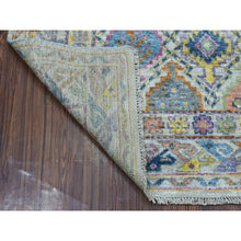 Load image into Gallery viewer, 6&#39;10&quot;x4&#39;10&quot; Ivory Tribal Design Colorful Afghan Baluch Hand Knotted Pure Wool Oriental Rug FWR324882