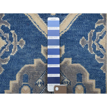 Load image into Gallery viewer, 2&#39;8&quot;x9&#39;5&quot; Blue Hand Knotted Vintage Look Kazak Natural Wool Geometric Design Runner Oriental Rug FWR327978