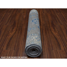 Load image into Gallery viewer, 2&#39;6&quot;x9&#39;7&quot; Gray Wide Runner Natural Wool Afghan Vintage Look Kazak Hand Knotted Oriental Rug FWR329130