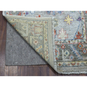 2'5"x17'1" Shiny Wool Hand Knotted Gray With Soft Color Angora Oushak Oriental XL Runner Rug FWR336690