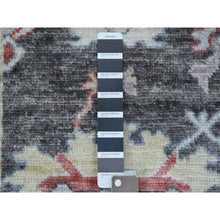 Load image into Gallery viewer, 2&#39;10&quot;x9&#39;10&quot; Charcoal Black Angora Oushak With Large Motifs, Soft To The Touch Wool Pile Hand Knotted Oriental Runner Rug FWR339576