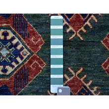 Load image into Gallery viewer, 4&#39;10&quot;x12&#39;9&quot; Teal Afghan Ersari With Geometric Design Hand Knotted Pure Wool Oriental Gallery Wide Size Runner Rug FWR341262