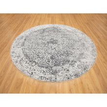 Load image into Gallery viewer, 8&#39;x8&#39; Round Broken Persian Design Wool and Pure Silk Hand Knotted Oriental Rug FWR350310