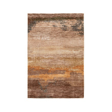 Load image into Gallery viewer, 3&#39;x5&#39; Earth Tone Colors Abstract Design Wool And Silk Hand Knotted Modern Oriental Rug FWR350808