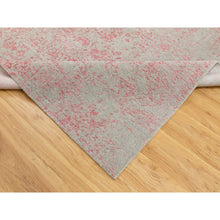 Load image into Gallery viewer, 6&#39;x9&#39; Pink Hand Loomed Jacquard Wool and Art Silk All Over Design Oriental Rug FWR351594