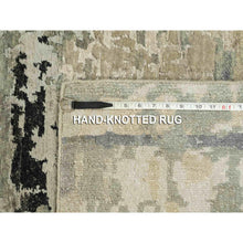 Load image into Gallery viewer, 4&#39;x6&#39; Silver, Blue Wool And Silk Modern Abstract Design Hand Knotted Oriental Rug FWR353268