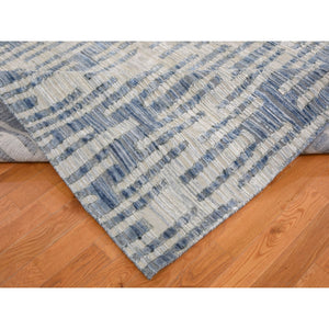 9'x12' Wool And Pure Silk Chevron Design Hand Knotted Oriental Rug FWR354018