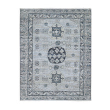 Load image into Gallery viewer, 7&#39;9&quot;x9&#39;10&quot; Pure Silk With Textured Wool Khotan Design Hand Knotted Oriental Rug FWR355566