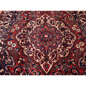 7'x10'4" Red Vintage Persian Bakhtiar Good Condition Abrash Pure Wool Hand Knotted Oriental Rug FWR359208