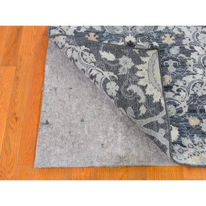 3'x12'2" Silk with Textured Wool Palmette Motif Hand Knotted Wide Runner Oriental Rug FWR359718