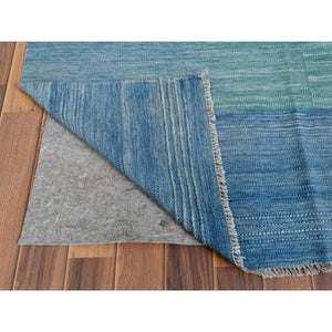 9'1"x12' THE AQUAMARINE Hand Woven Flat Weave Kilim Natural Wool Reversible Oriental Rug FWR360516
