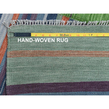 Load image into Gallery viewer, 9&#39;3&quot;x12&#39;1&quot; Flat Weave Kilim Pure Wool Hand Woven Stripe Design Reversible Oriental Rug FWR360546