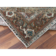 Load image into Gallery viewer, 6&#39;2&quot;x10&#39;2&quot; Beige Clean Natural Wool Shabby Chic Distressed Old Persian Tabriz Mahi Medallion Design Hand Knotted Oriental Rug FWR361086