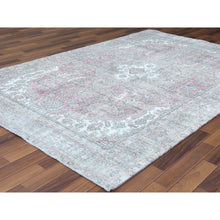 Load image into Gallery viewer, 6&#39;2&quot;x9&#39;4&quot; Red Clean Organic Wool Bohemian Sheared Low Semi Antique Persian Tabriz Medallion Design Hand Knotted Oriental Rug FWR361092