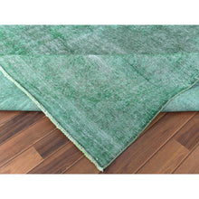 Load image into Gallery viewer, 9&#39;7&quot;x12&#39;5&quot; Hand Knotted Shades of Light Green Overdyed Clean Distressed Vintage Persian Kerman Organic Wool Oriental Rug FWR361830