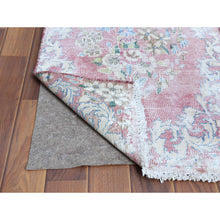 Load image into Gallery viewer, 1&#39;10&#39;x3&#39;4&quot; Red Washed Out Vintage Persian Kerman With Flower Design Sheared Low Pile Clean Hand Knotted Pure Wool Oriental Rug FWR362772