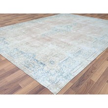 Load image into Gallery viewer, 9&#39;8&quot;x12&#39;9&quot; Faded Champagne, Vintage Persian Kerman, Distressed Look, Worn Wool, Cropped Thin, Hand Knotted, Oriental Rug FWR370368