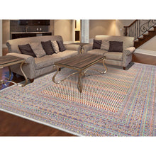 Load image into Gallery viewer, 9&#39;10&quot;x14&#39; Colorful Wool And Sari Silk Sarouk Mir Inspired With Repetitive Boteh Design Hand Knotted Oriental Rug FWR373854