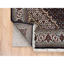 Load image into Gallery viewer, 3&#39;10&quot;x20&#39;7&quot; Black Tabriz Mahi with Fish Medallion Design XL Runner Wool Hand Knotted Oriental Rug FWR380070