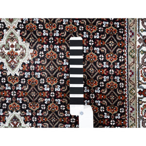 3'10"x20'7" Black Tabriz Mahi with Fish Medallion Design XL Runner Wool Hand Knotted Oriental Rug FWR380070