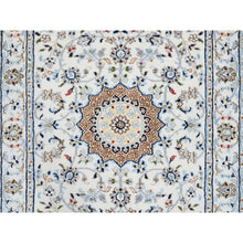 Load image into Gallery viewer, 2&#39;8&quot;x14&#39;1&quot; Hand Knotted Ivory Nain with Medallion Center Medallion Design 250 KPSI Wool Oriental Runner Rug FWR380406