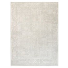 Load image into Gallery viewer, 9&#39;x12&#39;1&quot; Beige Wool and Plant Based Silk Hand Loomed Fine Jacquard with Erased Design Oriental Rug FWR380826
