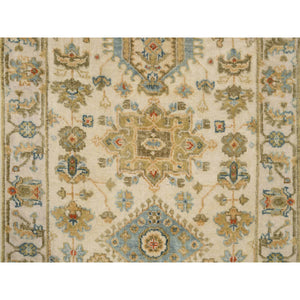 2'7"x17'9" Ivory with Soft Colors, Karajeh Design, Soft Pure Wool, Hand Knotted, XL Runner Oriental Rug FWR381984