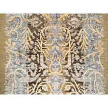 Load image into Gallery viewer, 2&#39;7&quot;x22&#39; Gold Brown, Hand Knotted, Transitional Sarouk, Silk With Textured Wool, Oriental, XL Runner Rug FWR382308