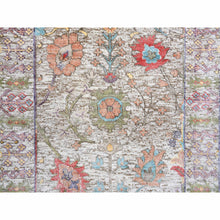 Load image into Gallery viewer, 2&#39;2&quot;x3&#39;1&quot; Beige, Silk With Textured Wool, Hand Knotted, Directional Vase Design, Oriental, Mat Rug FWR382446