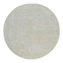 Load image into Gallery viewer, 9&#39;2&quot;x9&#39;2&quot; Beige Wool and Plant Based Silk Hand Loomed Fine Jacquard with Erased Design Oriental Round Rug FWR382878
