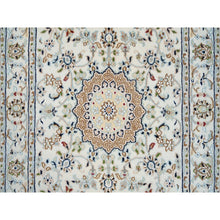 Load image into Gallery viewer, 2&#39;8&quot;x14&#39;1&quot; Ivory, Hand Knotted Nain with Center Medallion Flower Design, 250 KPSI Wool, Runner Oriental Rug FWR383868