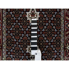 Load image into Gallery viewer, 2&#39;4&quot;x27&#39;1&quot; Rich Black Hand Knotted Soft Wool 175 KPSI Tabriz Mahi with Fish Medallion Design XL Runner Oriental Rug FWR384570