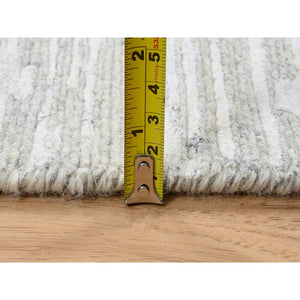 2'7"x24'3" Gray Modern Hand Knotted Hand Spun Undyed Natural Wool XL Runner Oriental Rug FWR384816