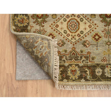 Load image into Gallery viewer, 2&#39;8x19&#39;10&quot; Light Gray Karajeh Design with Tribal Medallions Hand Knotted Pure Wool Oriental Runner Rug FWR386274
