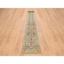 Load image into Gallery viewer, 2&#39;6&quot;x24&#39;1&quot; Gold Brown, Transitional Sarouk, Silk With Textured Wool Hand Knotted, XL Runner Oriental Rug FWR386664
