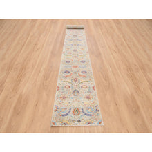 Load image into Gallery viewer, 2&#39;7&quot;x22&#39;2&quot; Tan, Hand Knotted Sickle Leaf Design Silk With Textured Wool, XL Runner Oriental Rug FWR386670