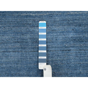 10'x14' Denim Blue, Soft Wool, Hand Loomed, Modern Design, Tone on Tone, Oriental Rug FWR387390