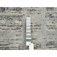 Load image into Gallery viewer, 2&#39;7&quot;x23&#39;8&quot; Light Gray, Hand Spun Undyed Natural Wool, Hand Knotted, Modern Design, XL Runner Oriental Rug FWR388176