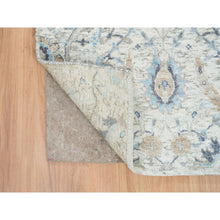 Load image into Gallery viewer, 2&#39;6&quot;x23&#39;10&quot; Ivory, Silk With Textured Wool Hand Knotted, Sickle Leaf Design Soft Pile, XL Runner Oriental Rug FWR389418