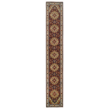 Load image into Gallery viewer, 2&#39;7&quot;x16&#39; Terracotta Red, Hand Knotted Antiqued Fine Heriz Re-Creation Densely Woven, Natural Dyes Hand Spun Wool, XL Runner Oriental Rug FWR389796