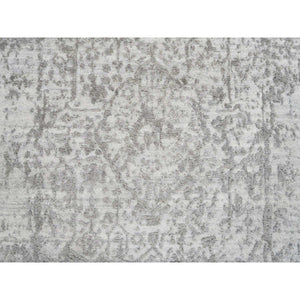 2'7"x17'7" Gray, Hand Knotted Wool and Pure Silk, Broken Persian Design, XL Runner Oriental Rug FWR390132